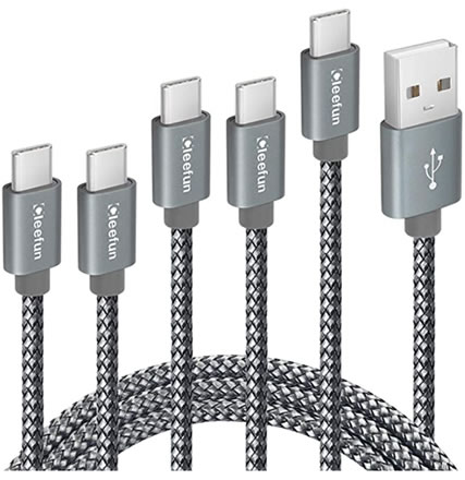 5-Pack USB-C Cable Fast Charging Mobile Phone Cables